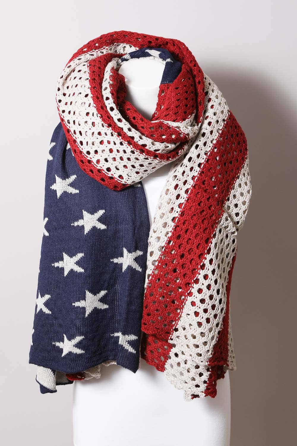 Netted Oversized American Flag Knit Blanket Scarf πΊπΈ