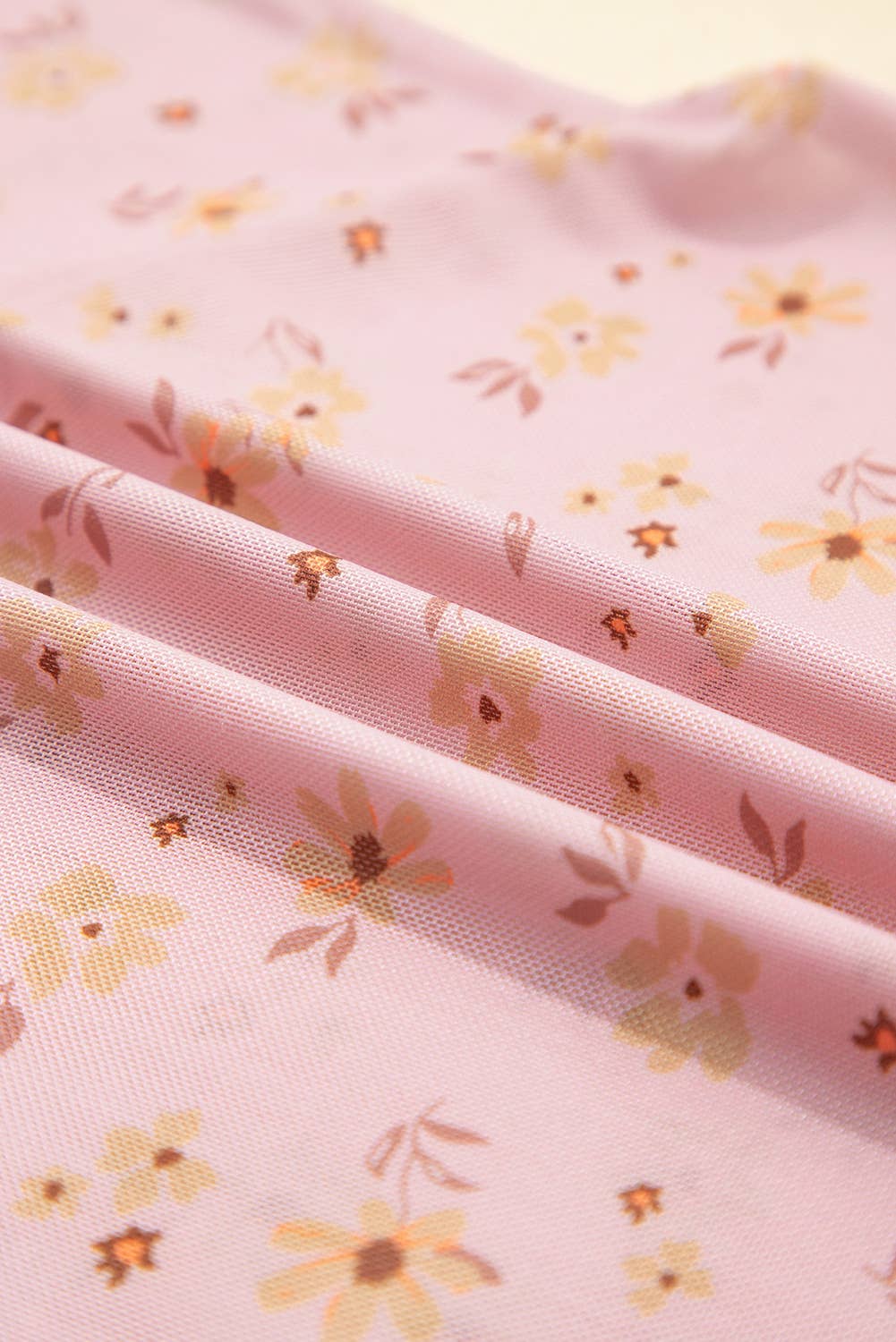 Vintage Floral Print Southern Style Mesh Long Sleeve Top