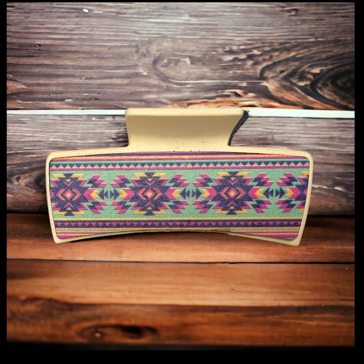 Turquoise Aztec Print Hair Clip