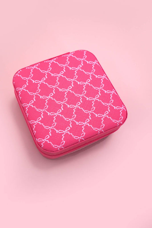 DESIGNED JEWELRY ORGANIZER TRAVEL BOX CASE | HOT PINK