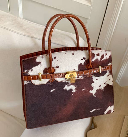 Western Cow Print Handbag Tote Bag