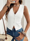 2025 SUMMER Textured waistcoat Buttoned tank top