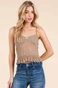 RUFFLE BOTTOM SATIN BOW CAMI