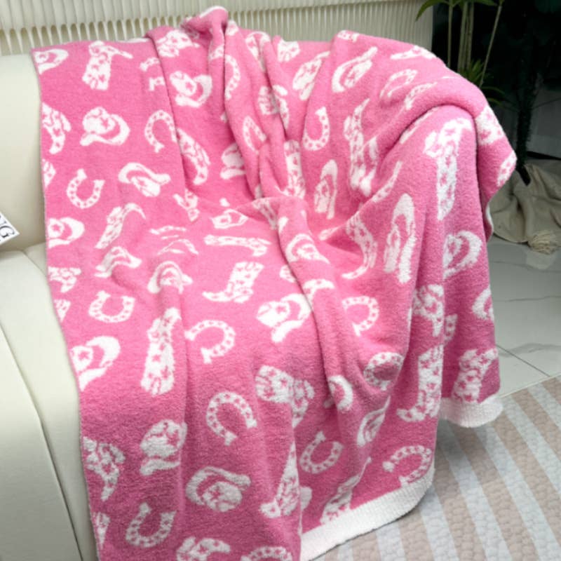 Cozy Checkerboard Western Cowboy Throw Blanket