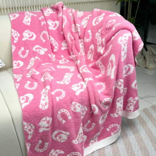 Cozy Checkerboard Western Cowboy Throw Blanket