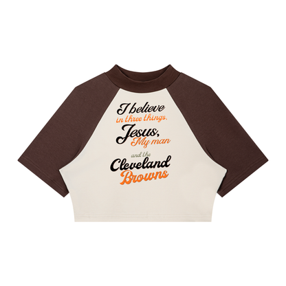 Women’s Color Block Raglan Crop T-Shirt