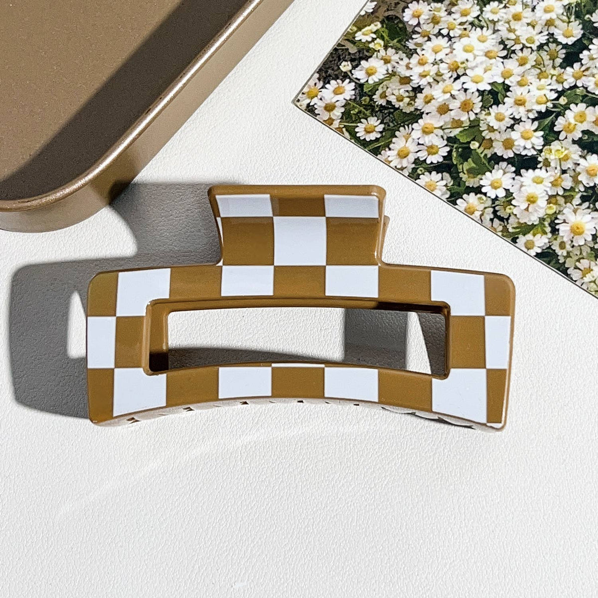 Checkered Hair Claw Clip for Everyday Use