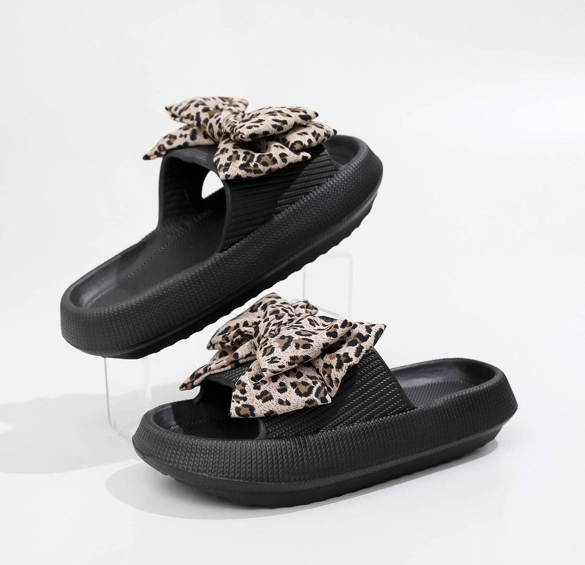 Leopard Print Bow Knot Slippers