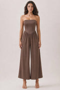 V SHAPE DROP WAIST TUBE JUMPSUIT