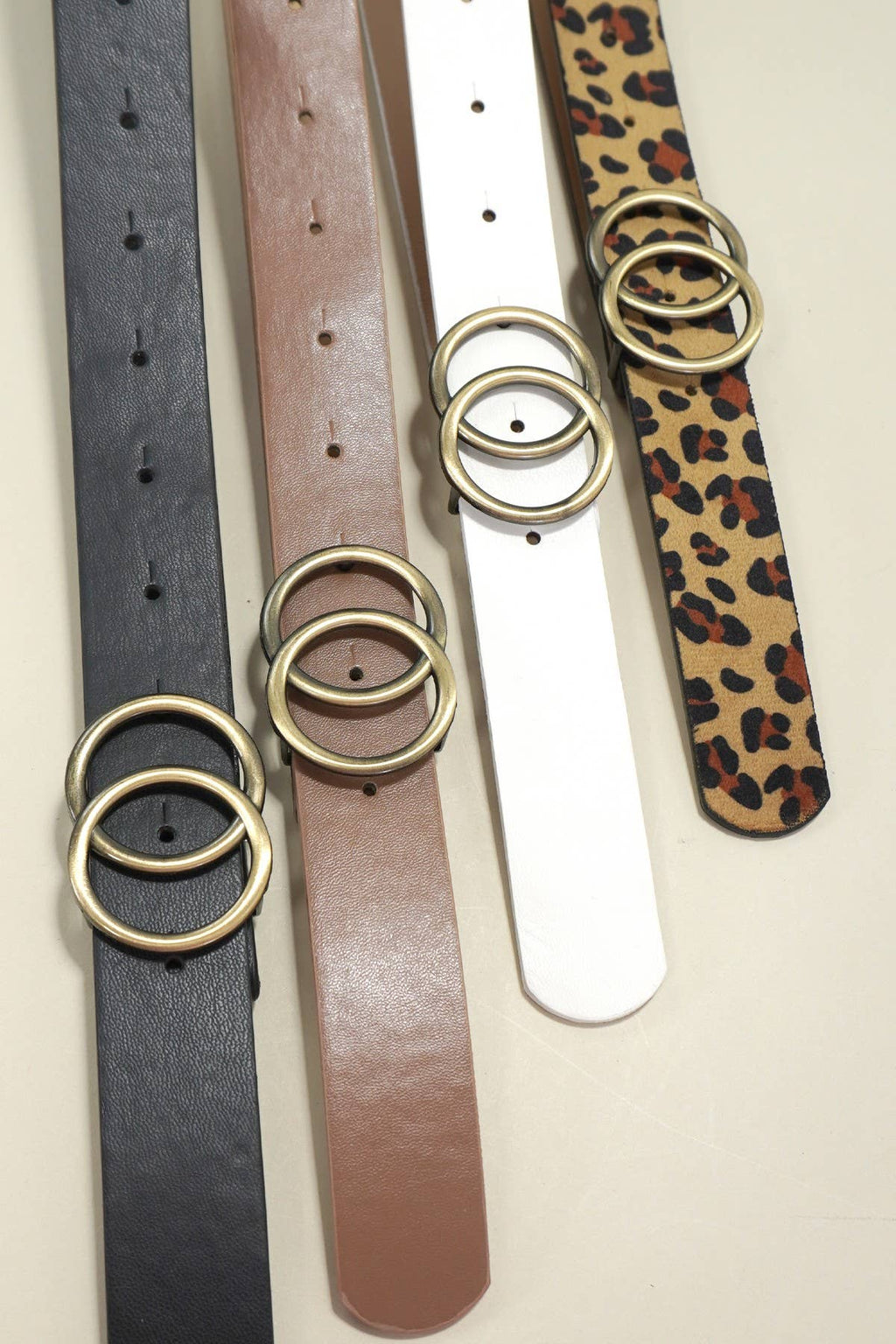 DOUBLE O BUCKLE FAUX LEATHER BELT | BLACK