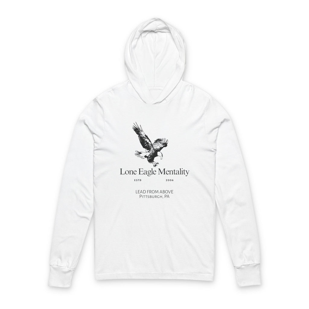 Lone Eagle Mentality Hooded Long Sleeve Tee — Inspirational Eagle Graphic
