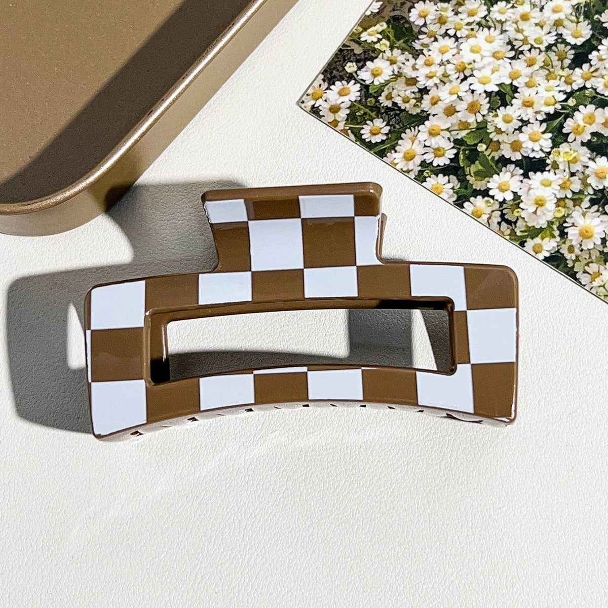 Checkered Hair Claw Clip for Everyday Use
