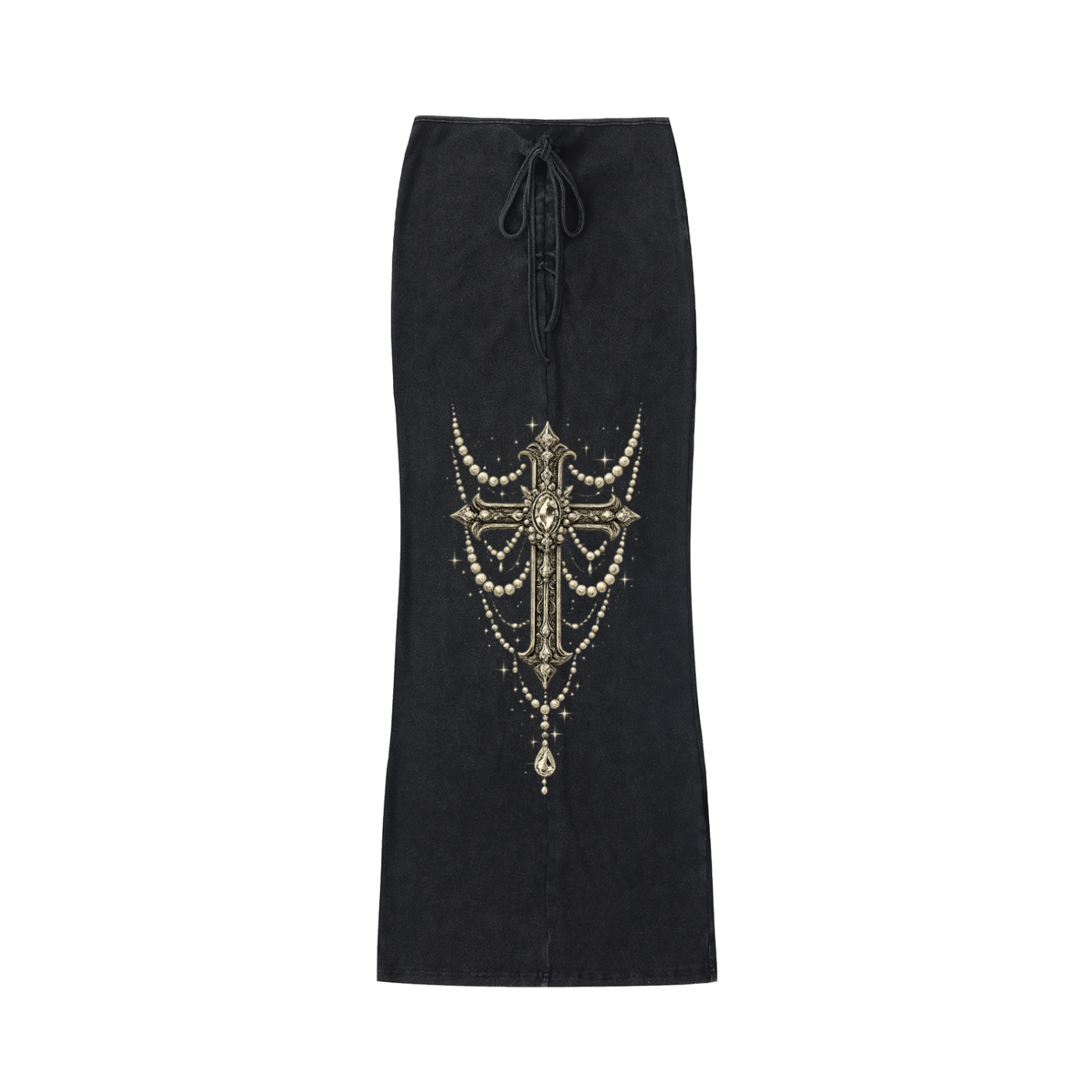 Dyed Washed Drawstring Maxi Skirt