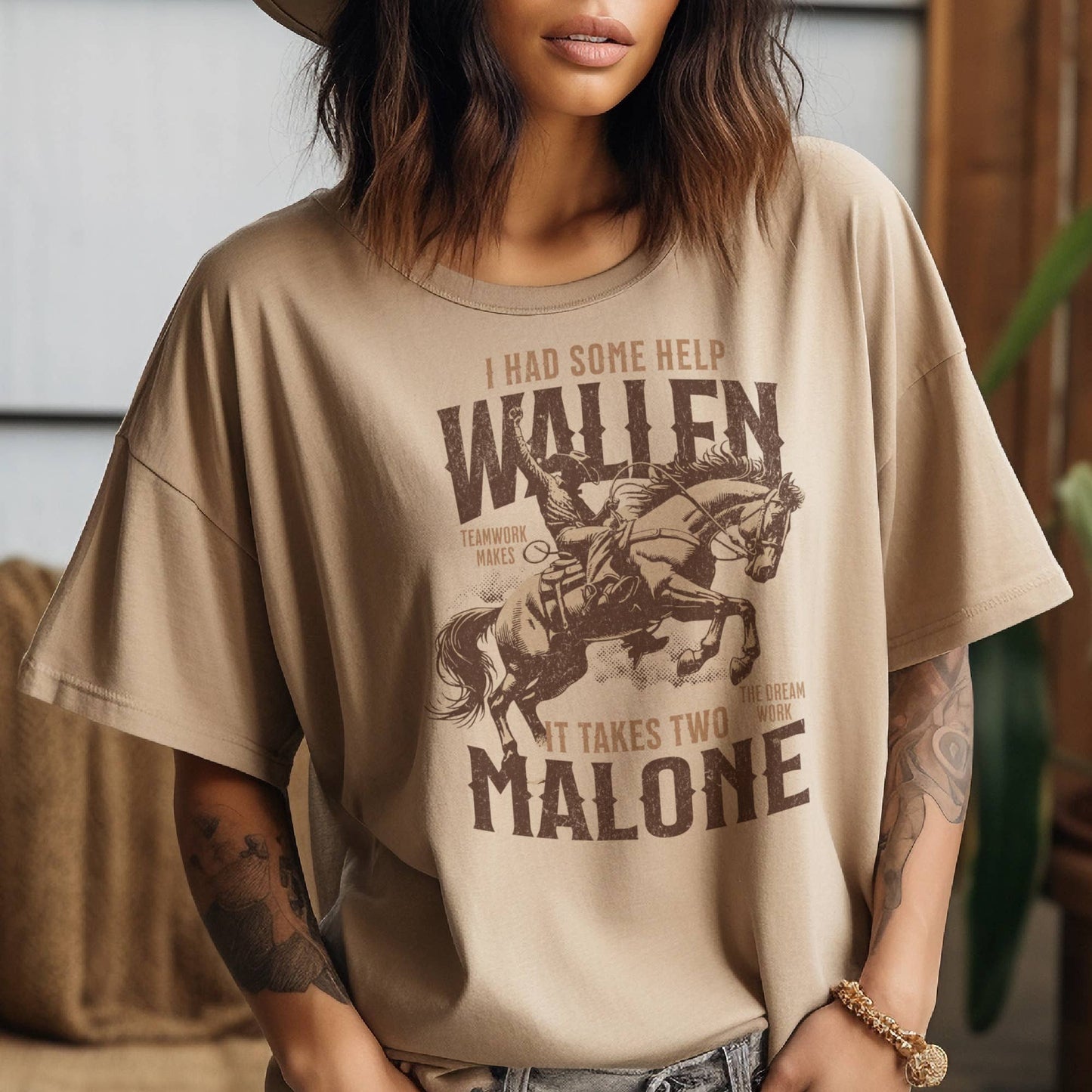 Wallen Malone Country Music Nashville Concert  Graphic Tee: Sage / LG Unisex