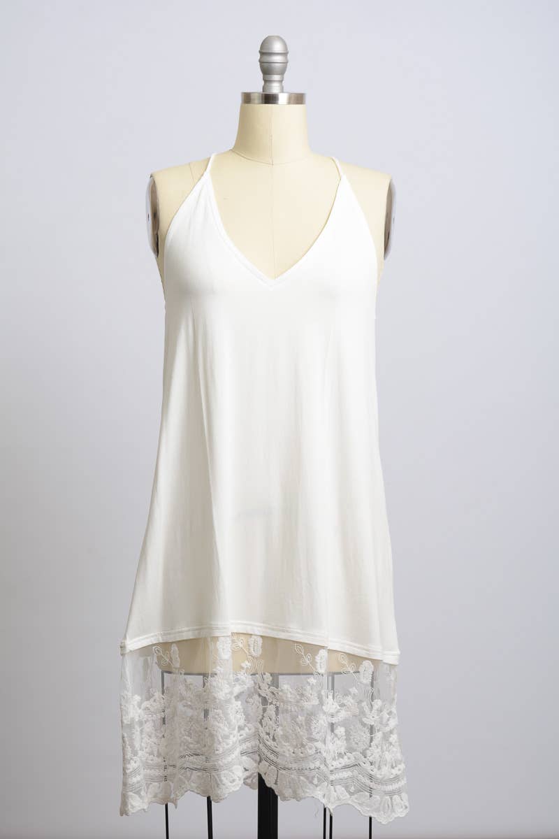 Versatile T-Back Lace Midi Slip Dress