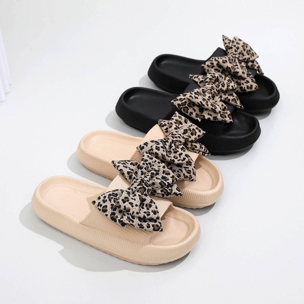 Leopard Print Bow Knot Slippers