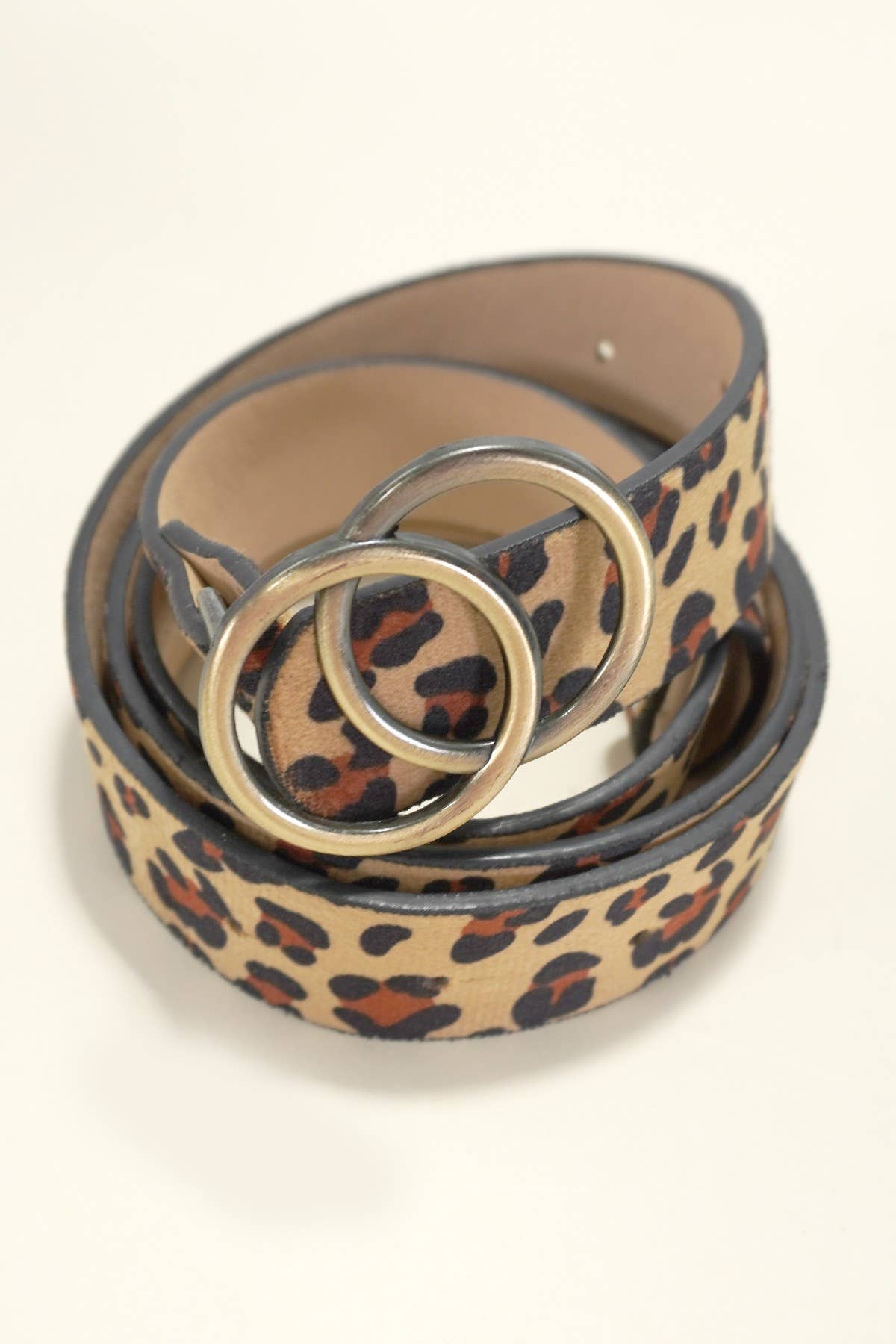 DOUBLE O BUCKLE FAUX LEATHER BELT | BLACK
