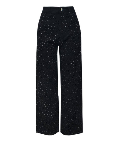 Chic Shiny Rhinestone Straight Jeans