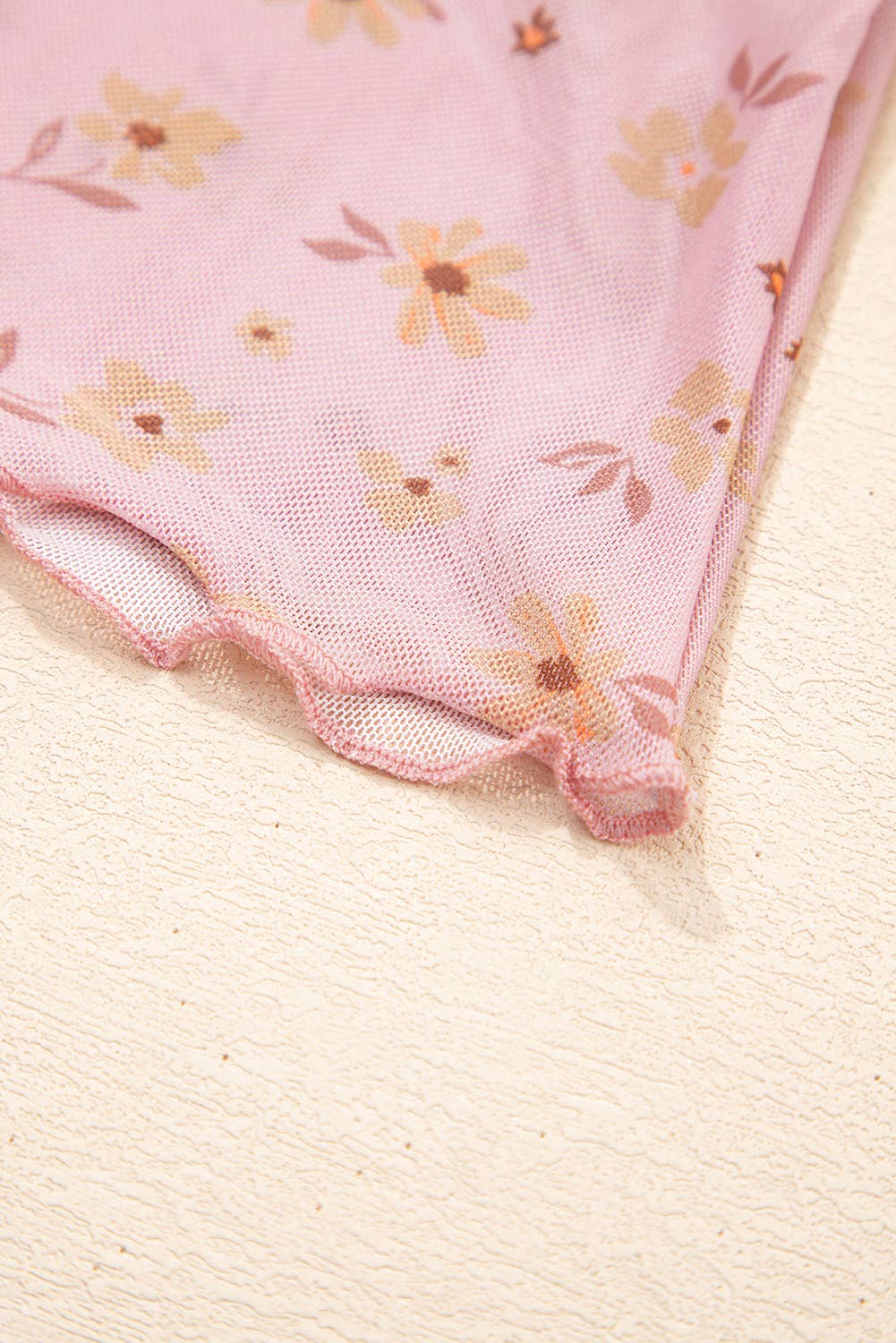 Vintage Floral Print Southern Style Mesh Long Sleeve Top