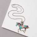 Western Aztek Hand Stone Horse Necklace