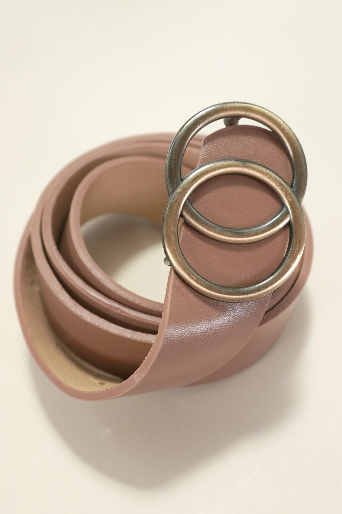 DOUBLE O BUCKLE FAUX LEATHER BELT | BLACK
