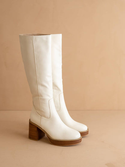 The Juniper White | Platform Knee-High Boots