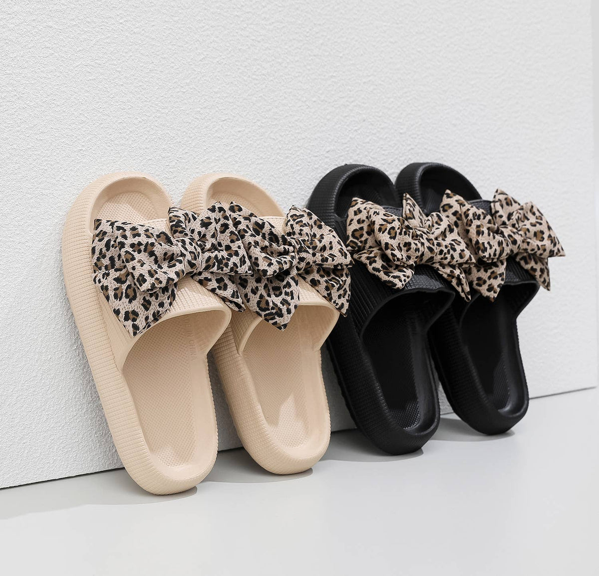 Leopard Print Bow Knot Slippers