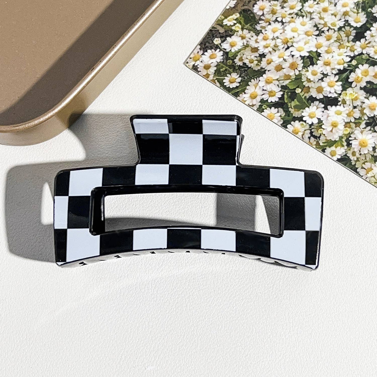 Checkered Hair Claw Clip for Everyday Use