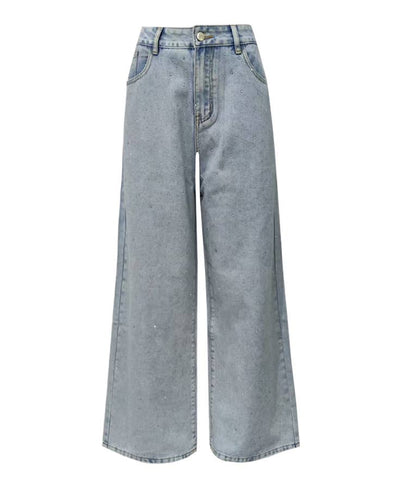 Chic Shiny Rhinestone Straight Jeans