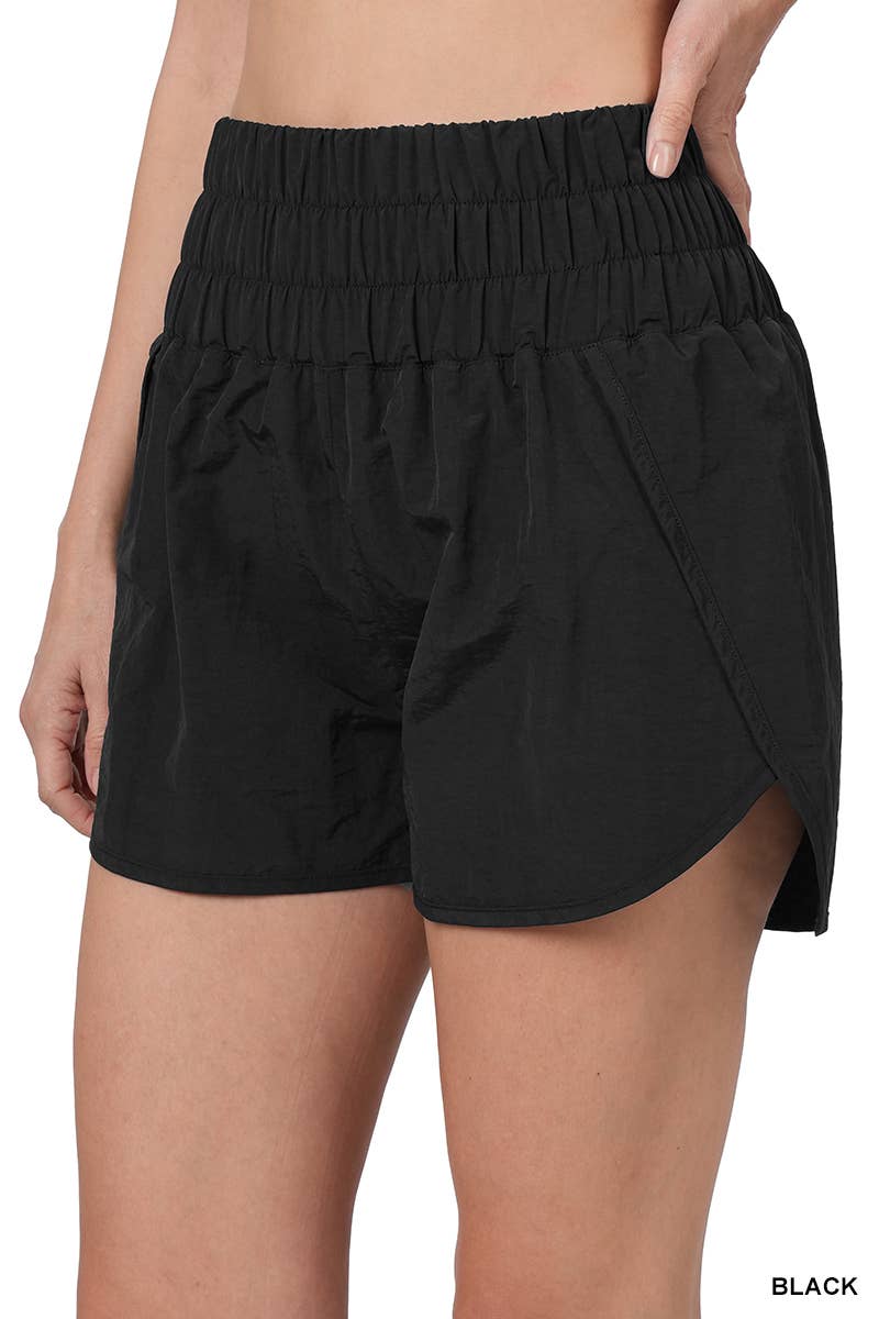 Windbreaker shorts w/ lining & mesh pocket | BLACK
