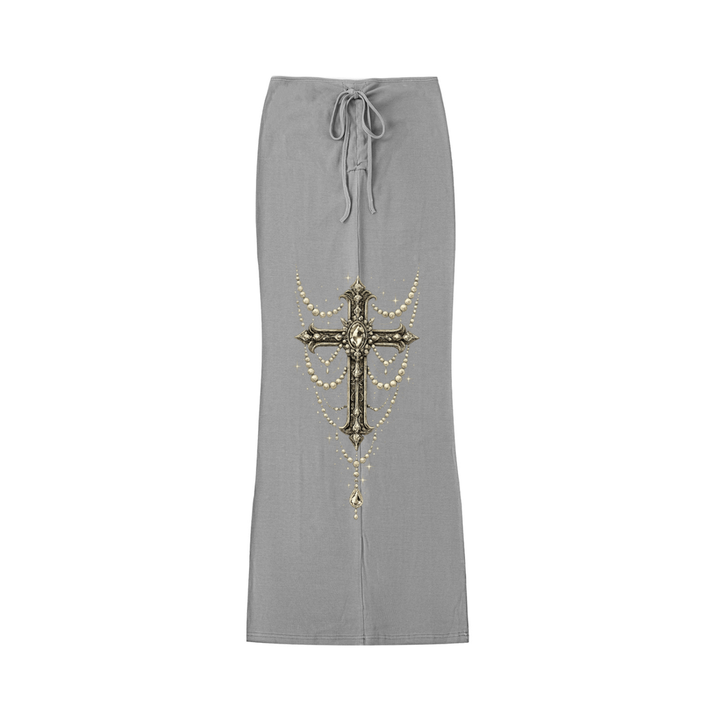 Dyed Washed Drawstring Maxi Skirt