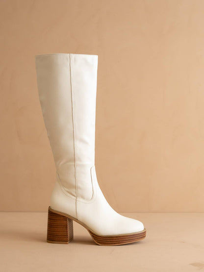 The Juniper White | Platform Knee-High Boots
