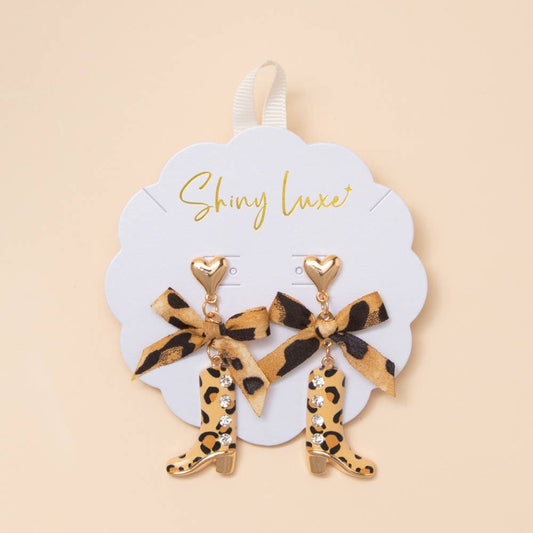 Boots Leopard Bows Heart Earrings
