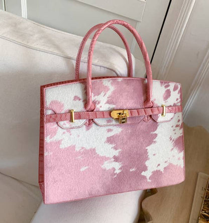 Western Cow Print Handbag Tote Bag