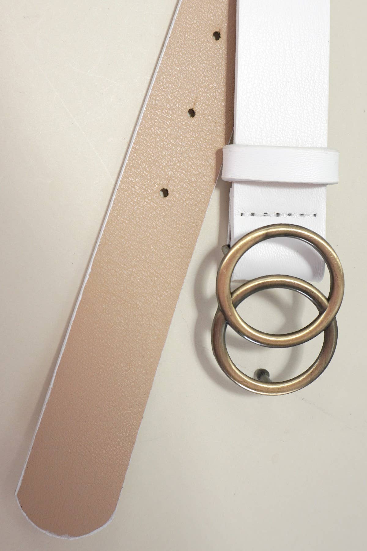DOUBLE O BUCKLE FAUX LEATHER BELT | BLACK