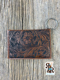 Tooled Leatherette Keychain Card Holder