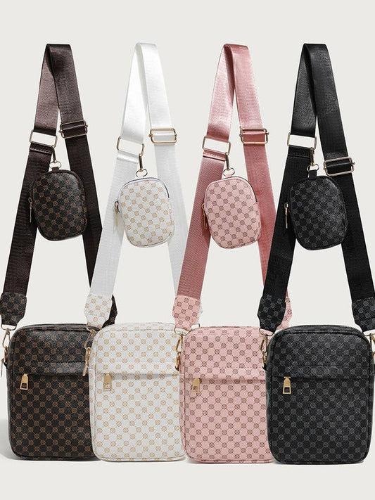 Elegant Vintage Polka Dot Print Crossbody Bag