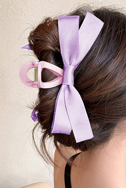 Solid Color Bow Decor Large Hair Claw Clip
