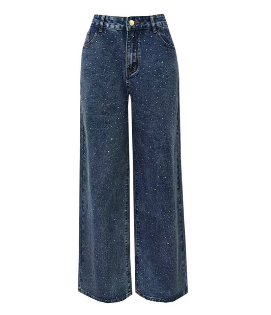 Chic Shiny Rhinestone Straight Jeans