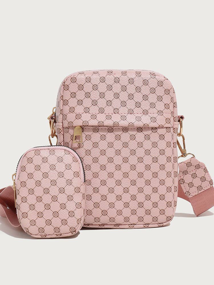 Elegant Vintage Polka Dot Print Crossbody Bag