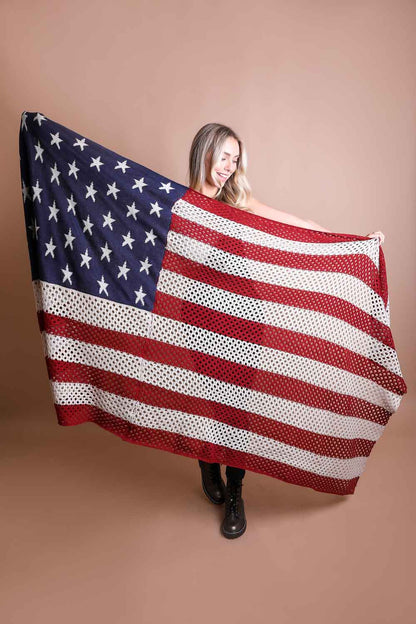 Netted Oversized American Flag Knit Blanket Scarf 🇺🇸