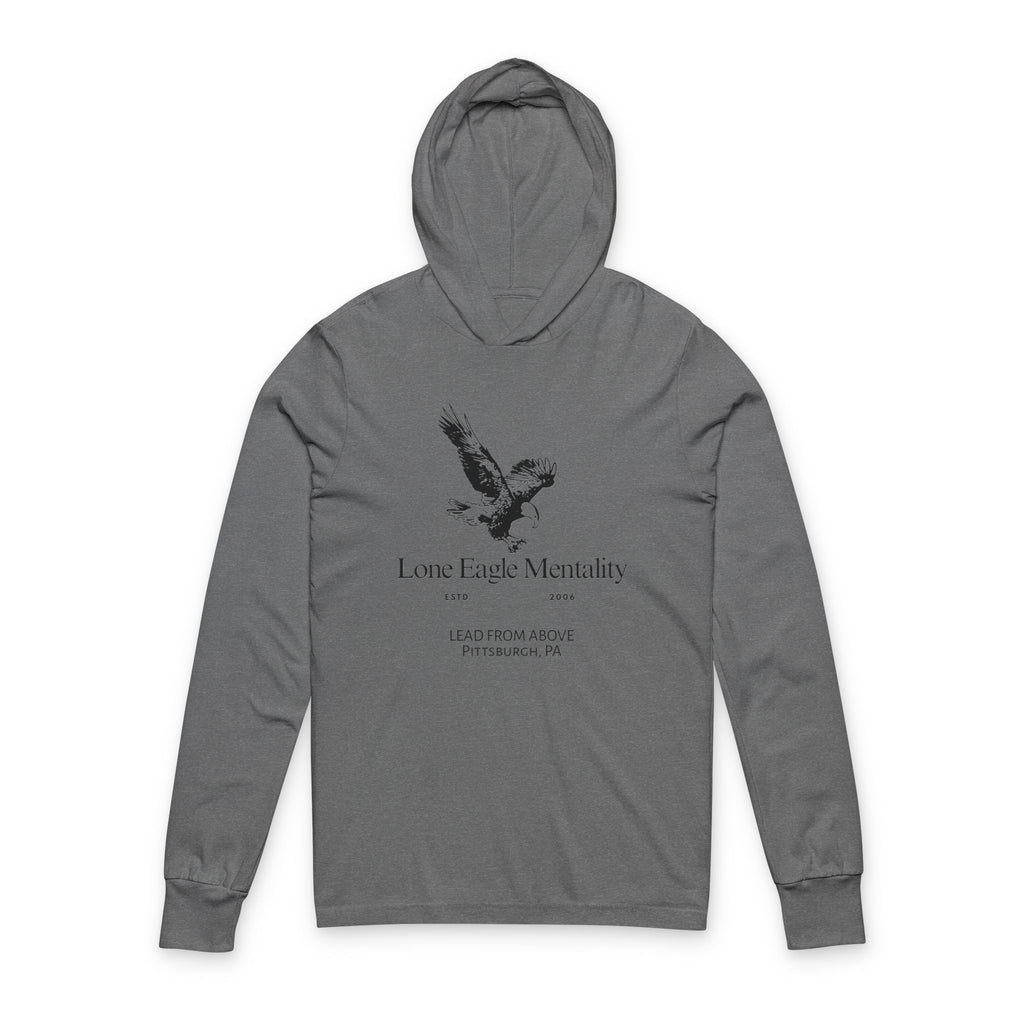 Lone Eagle Mentality Hooded Long Sleeve Tee — Inspirational Eagle Graphic
