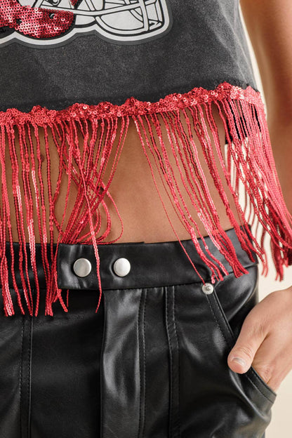 One Shoulder Chain Strap Game Day Top