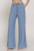 Waistband Crinkle Knit Long Pants