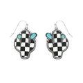Western Turquoise Graphic Print Cactus Earrings
