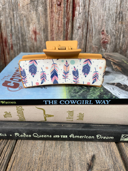 Feather Print Hair Clip