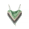 Silk Vintage Print Backless Lace-Up Cropped Camisole Top