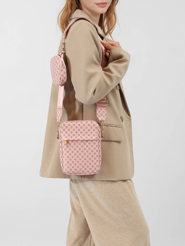 Elegant Vintage Polka Dot Print Crossbody Bag