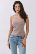 STRIPED DOUBLE LINED  REMOVABLE BUILT-IN BRA TOP