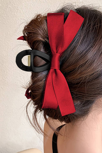 Solid Color Bow Decor Large Hair Claw Clip